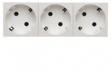 Фотография товара 'Spl 200019 Розетка электрическая 3х2К+З со шторками, с безвинтовым зажимом'