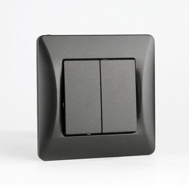 Фотография товара 'Spl 201124 Переключатель двухклавишный, 10А, 220-250V (антрацит)'