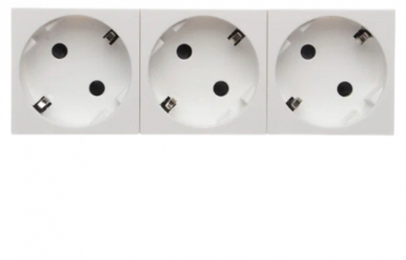 Фотография товара 'Spl 200019 Розетка электрическая 3х2К+З со шторками, с безвинтовым зажимом'