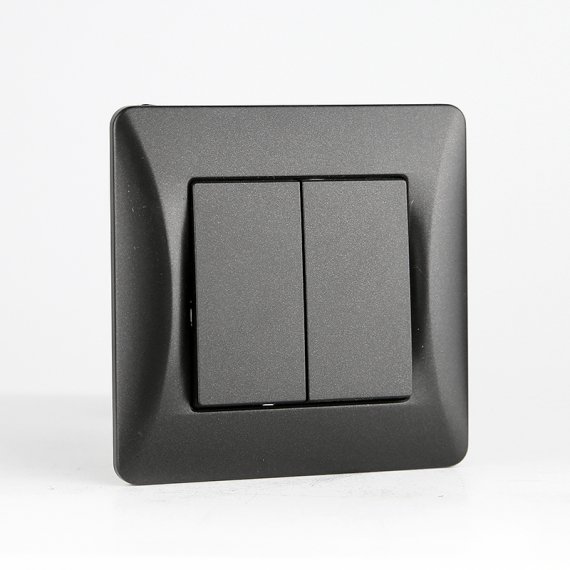 Фотография товара 'Spl 201122 Выключатель двухклавишный, 10А, 220-250V (антрацит)'